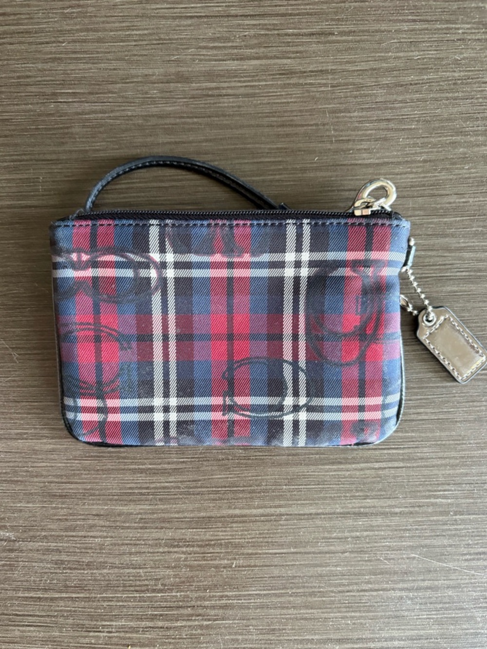 Coach Poppy Tartan Plaid Glam Tote + Wristlet (Red/Blue) 18713 - Picture 14 of 17